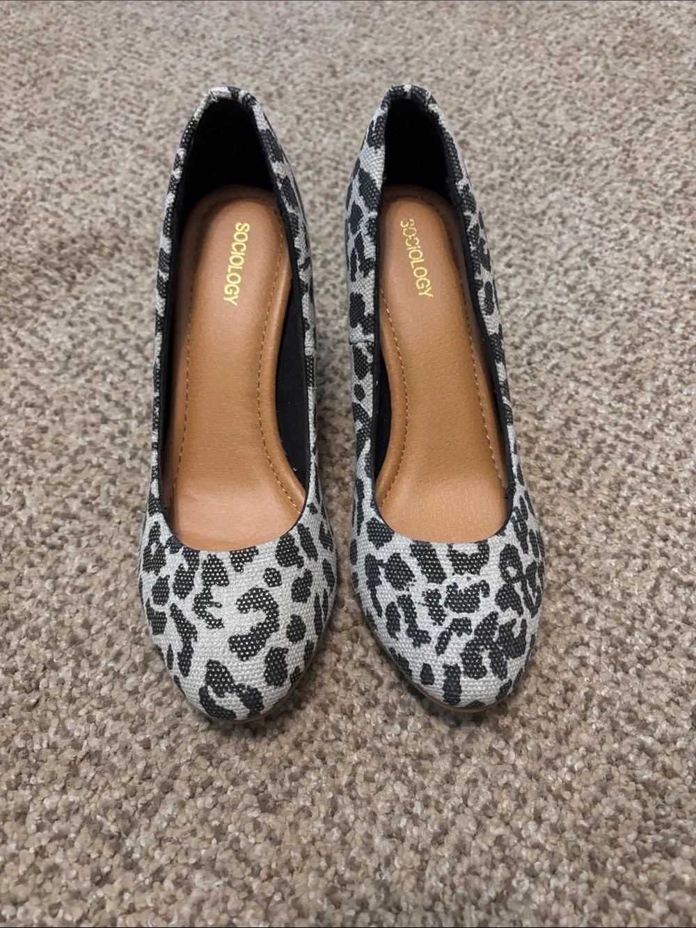 Sociology Women's Leopard-Print Round Toe Wedges 7.5